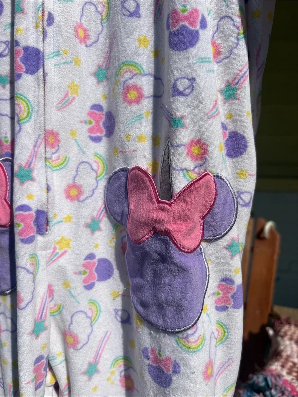 Disney Girls Unicorn Hooded Onesie Pajama in Purple, Pink, White